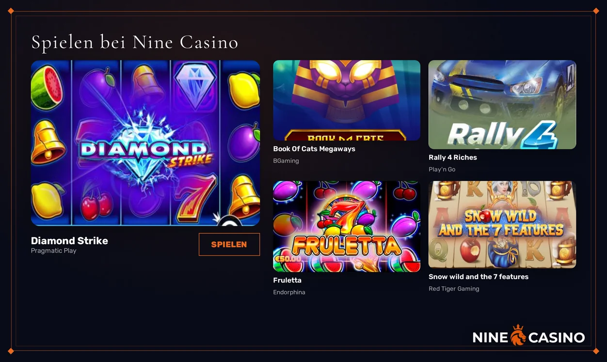 Beliebte Slots bei Nine Casino